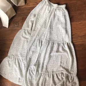 Black and white snow leopard tiered maxi skirt